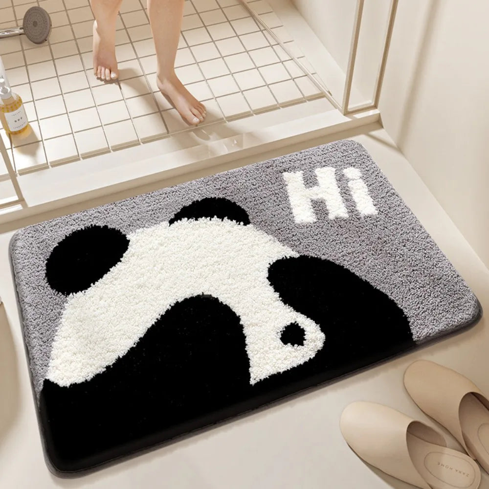 tapis bain dessin animé tigre antidérapant polyester feutre lavable maison porte salle bain