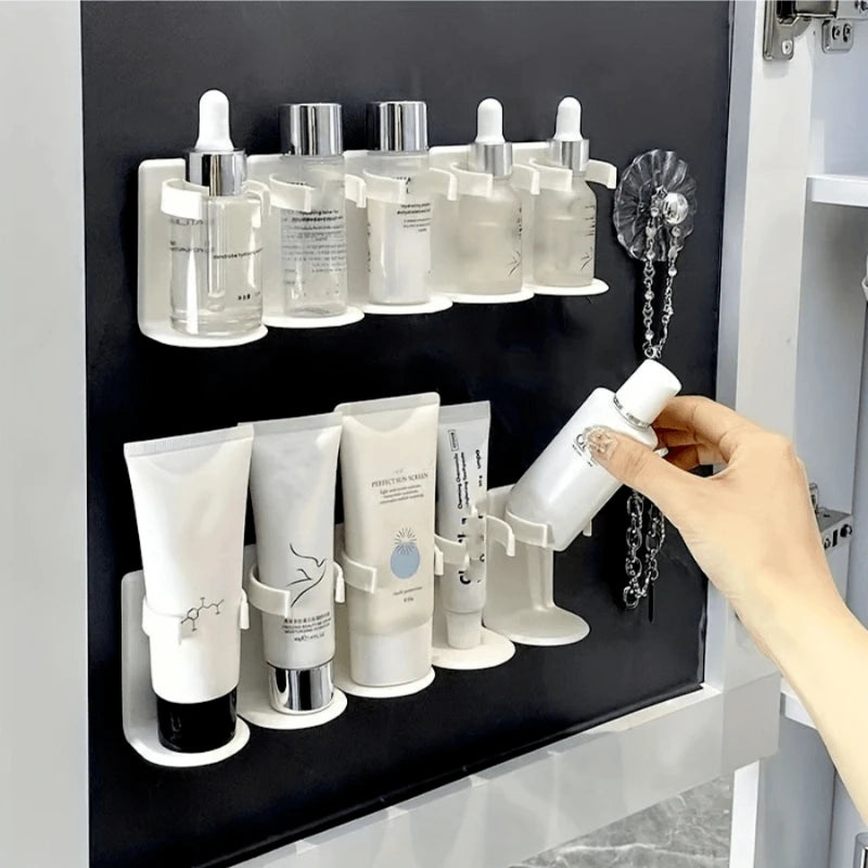 organisateur mural blanc compartiments adhésif moderne rangement étagère salle bain cuisine produits cosmétiques minimalistephoto