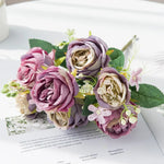 décoration maison bouquet fleurs artificielles pivoine rose naturel ornement anniversaire fête