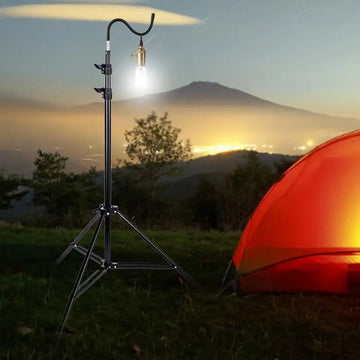 trépied lumineux camping led réglable 67 210cm noir moderne fixations vis