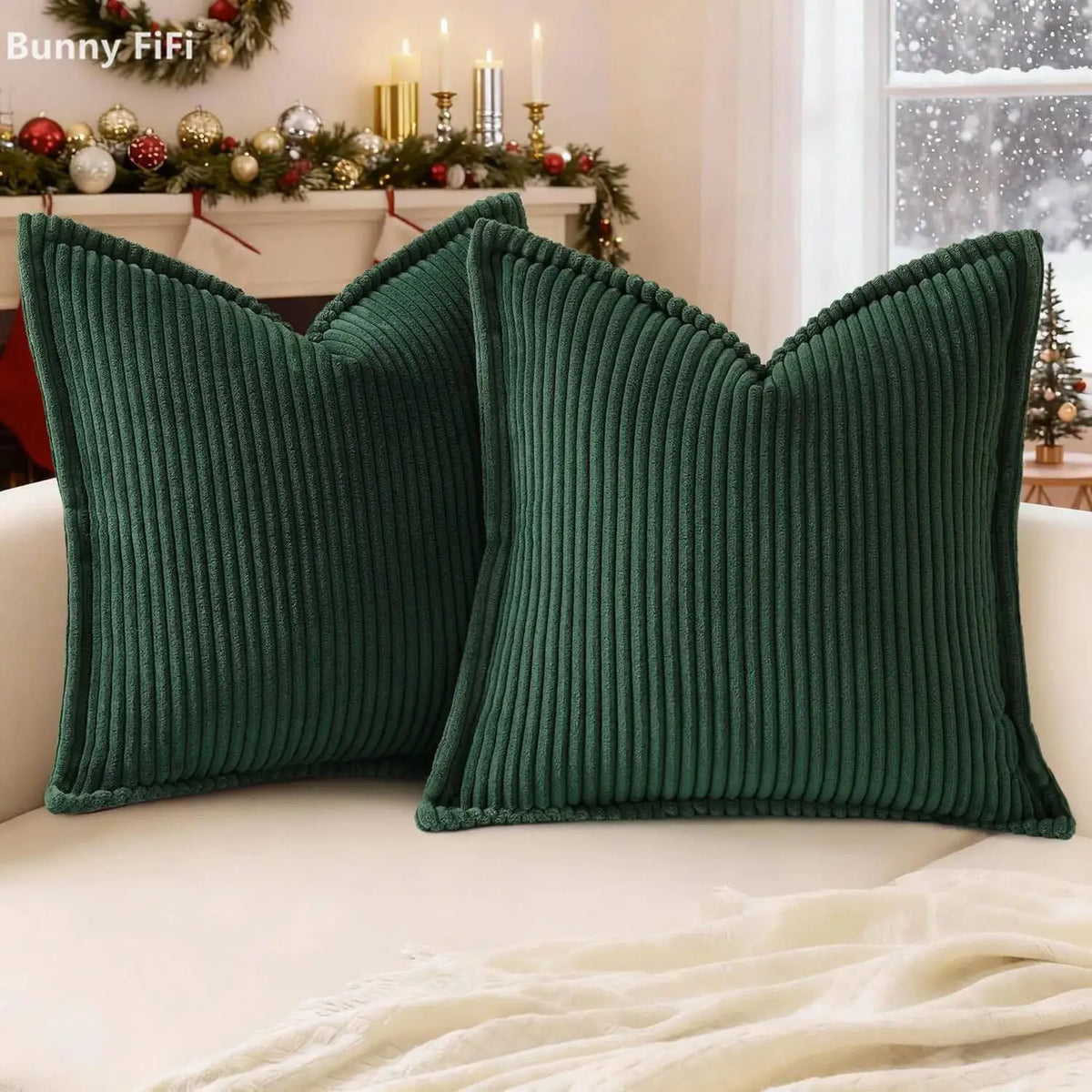 housses coussin velours rayures bohemien vert rouge blanc modernes decoratives carrees elastiques deco salon