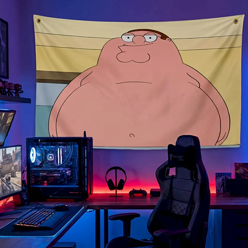 tapisserie murale moderne rose clair dessin animé peter griffin dorés polyester lavable machine rectangle
