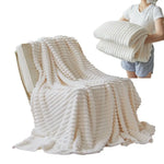 couverture polaire beige rayures hiver douce polyester coton 100x150cm 70x100cm 45x65cm confortable fixations