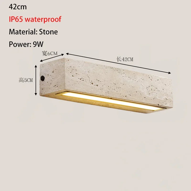 applique murale led moderne pierre naturelle texture marbrée beige marron clair éclairage minimalisteintérieurextérieur