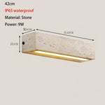 applique murale led moderne pierre naturelle texture marbrée beige marron clair éclairage minimalisteintérieurextérieur