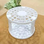 boîte rangement rotative blanc rayures verticales moderne pieds non slip compartiments pinceaux maquillage produits