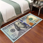 tapis imprimé billet dollar moderne bleu clair blanc vert beige marron gris rose