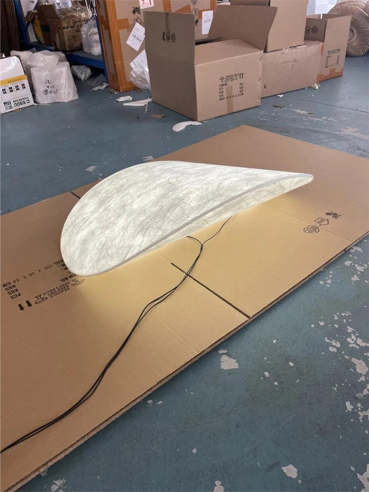 lampe table moderne soie blanc fibres apparentes câble autonome 40cm 50cm 60cm 70cm 80cm