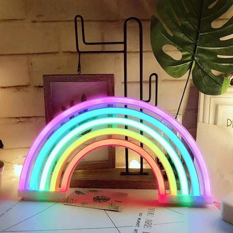 décoration murale néon arc ciel nuages moderne veilleuse USB LED colorée chambre festive