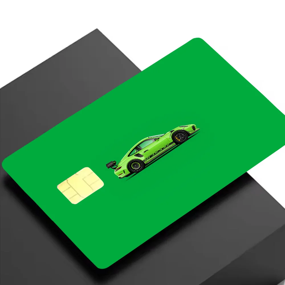 stickers carte crédit voiture sportive stylisée moderne waterproof réutilisable jaune fluo noir