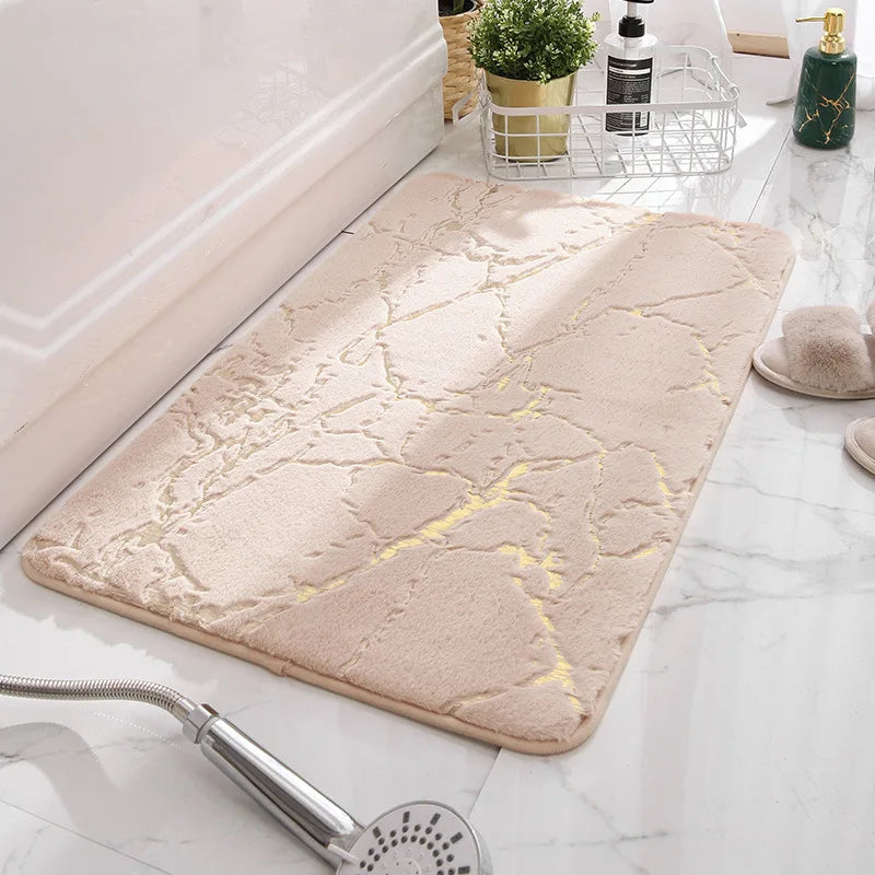 tapis bain moderne marbre doré blanc beige noir rose gris respectuevironnement sallebain