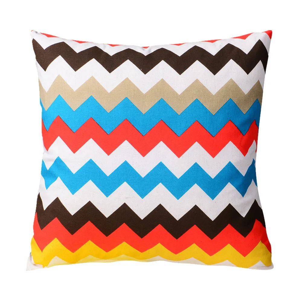housse coussin lin géométrique multicolore moderne carré 45x45cm lit siège voiture