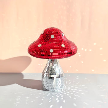 décoration moderne boule champignon rouge or argent mosaïque petite miroir disco salon chambre