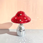 décoration moderne boule champignon rouge or argent mosaïque petite miroir disco salon chambre