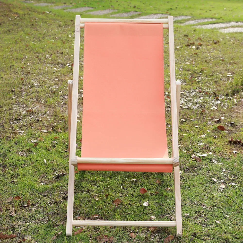 chaise longue pliable bois massif toile rayée plateau d'appoint plage