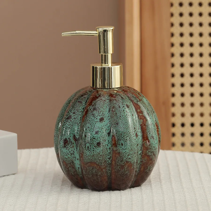 distributeur savon liquide céramique texture marbrée moderne bleu rouge vert jaune