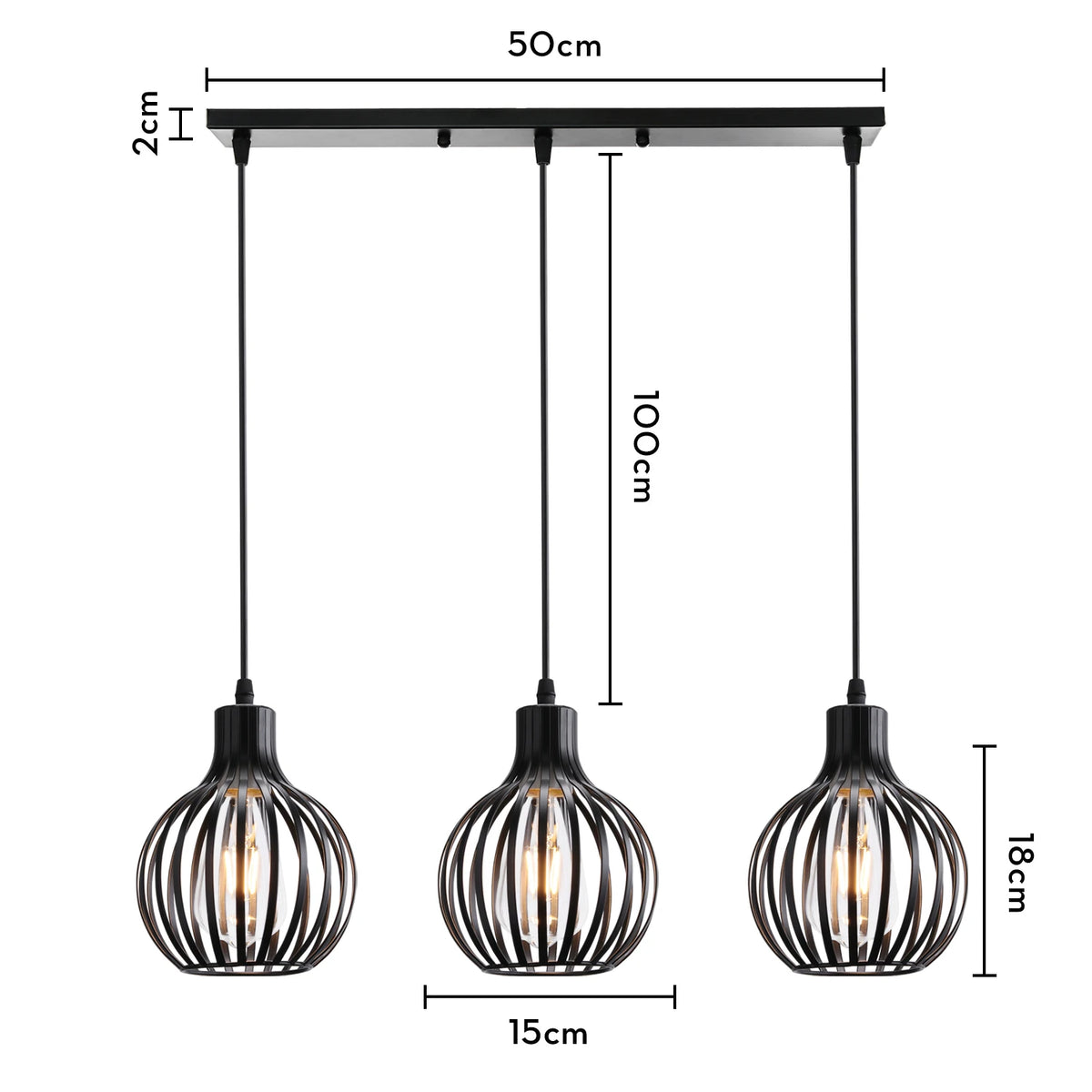 Suspension lumineuse industrielle moderne métal noir blanc abat jour rond grillagé