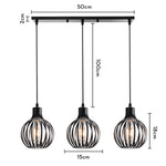 Suspension lumineuse industrielle moderne métal noir blanc abat jour rond grillagé