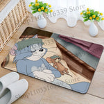 tapis sol jaune rose bleu vert turquoise dessins animés tom jerry antidérapant absorbant eau