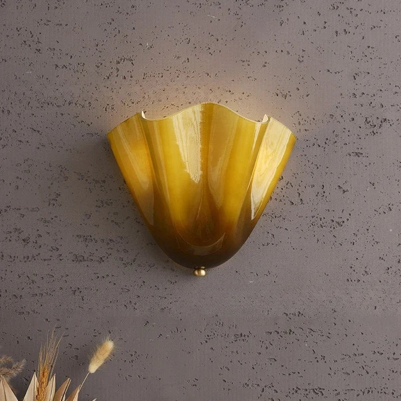 applique murale led moderne texture ondulée marron jaune beige vert éclairage quotidien fixée mur