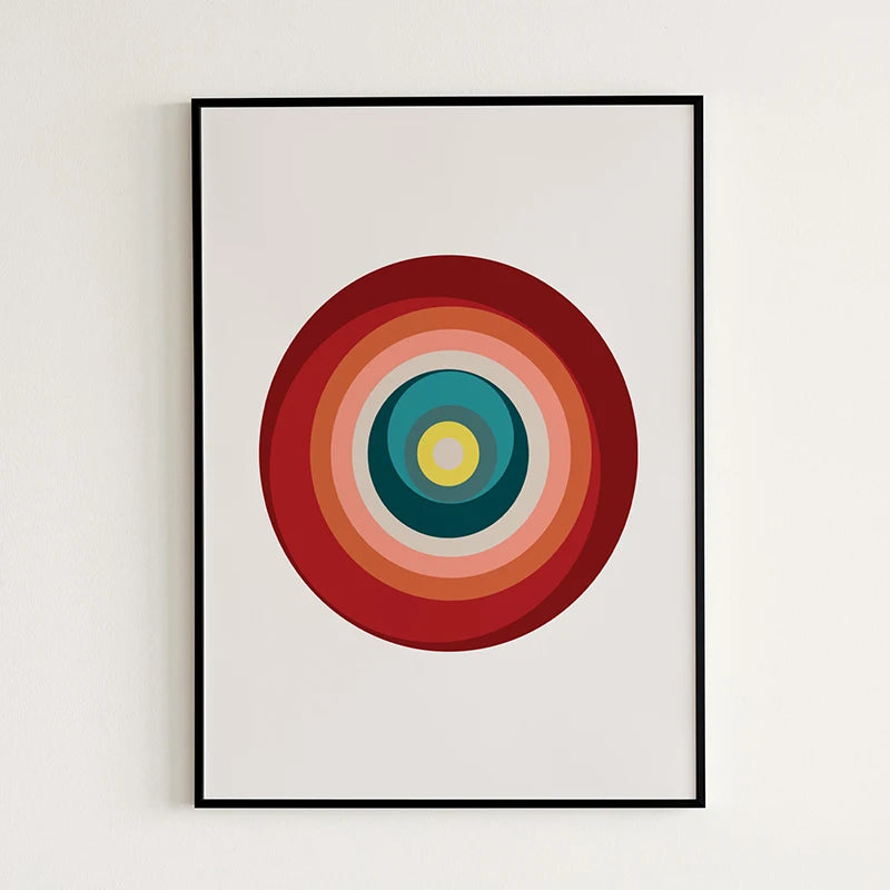 affiches abstraites géométriques cercles concentriques toile minimaliste maison salon opaque vertical