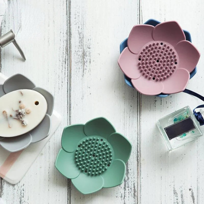 porte savon fleur bleu rose vert gris blanc moderne minimaliste