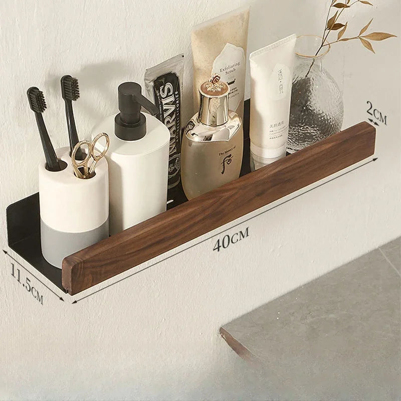 étagères murales bois modernes clips noir téléphone serviettes cosmétiques salle bain góc treo đồ