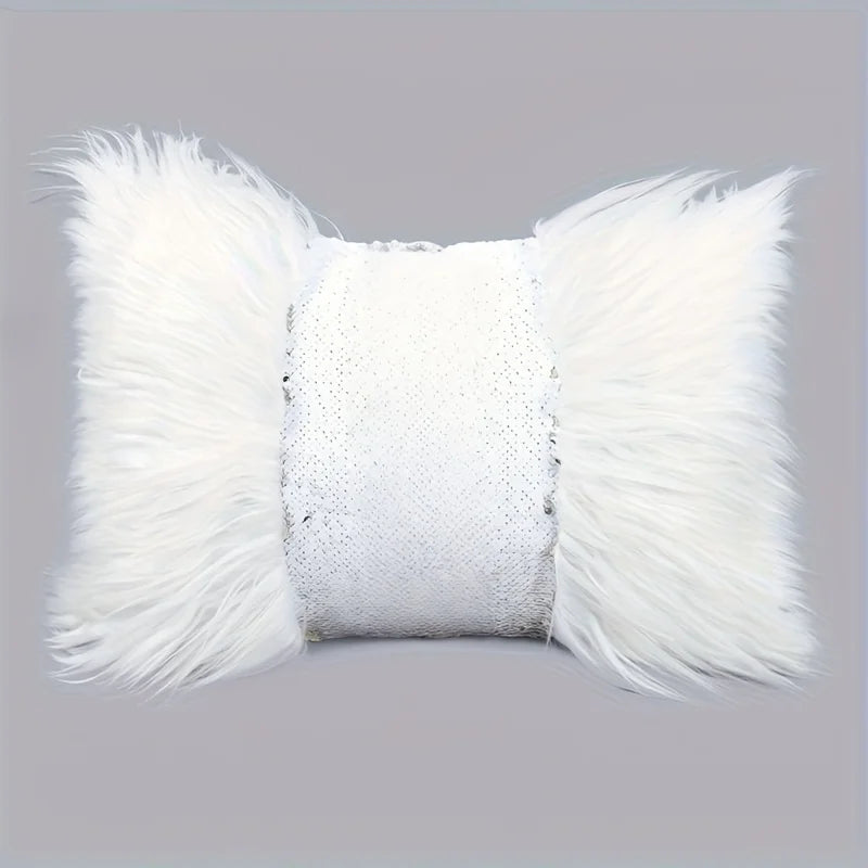 housse coussin sequins blanche moderne adhésive 40x40cm lit canapé voiture