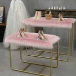 tapis blanc rose doux peluche non glissant absorbant salon chambre nordique moderneComfortable