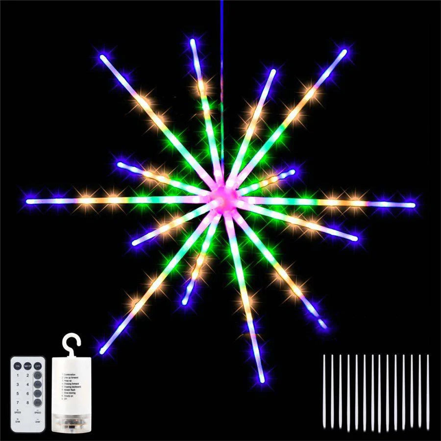 décoration noël étoile lumineuse multicolore moderne festive crochets télécommande led guirlande chambre festive