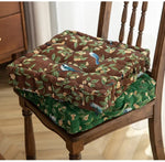 coussin siège carré coton imprimé floral oiseaux rouge vert marron traditionnel