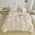 Housse de couette 220x240 rose plissée florale 3D