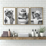 affiche moderne toile imprimée chats humoristiques salle bains toilettes décoration mur sans cadre