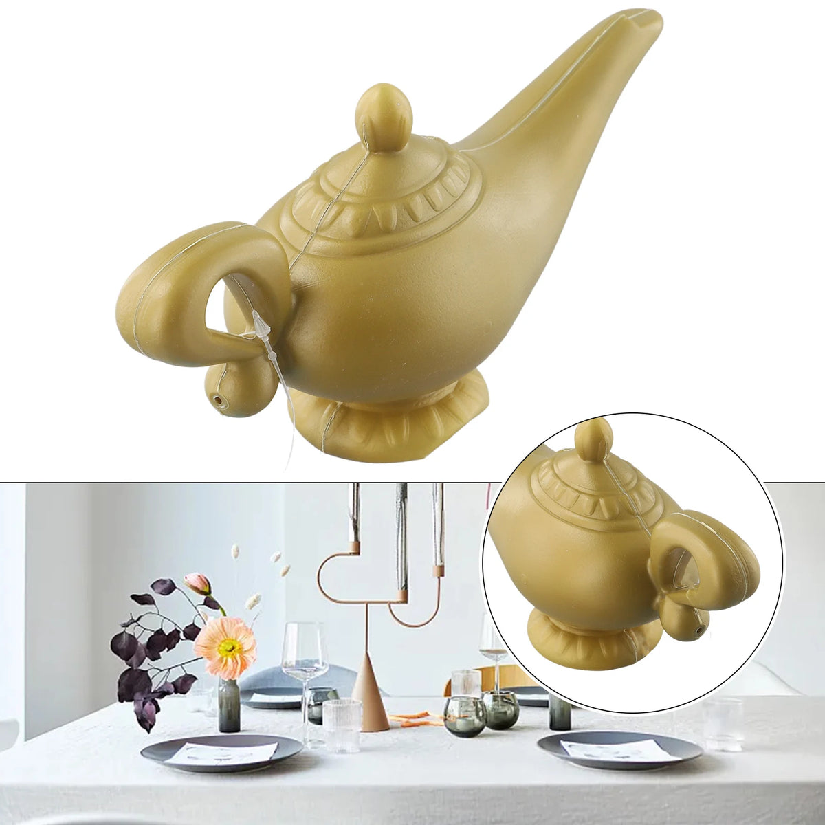 lampe aladdin décorative orientaliste effet texturé doré bronze contes anciens retroussis nostalgie
