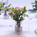 fleurs artificielles miniature verre transparent divers motifs floraux pot petite pierre étiquetteextérieur nature