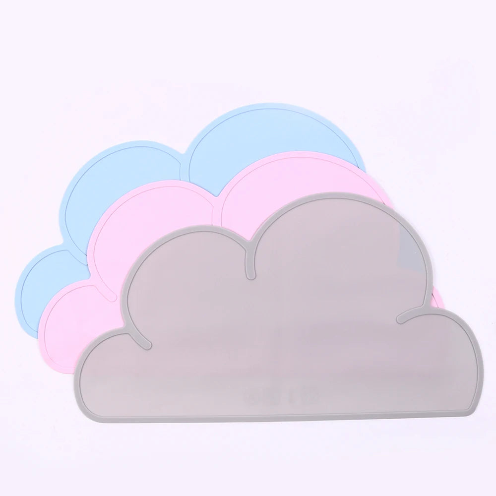 tapis silicone nuage bleu rose gris sous plat animal nourriture décoration mignonne enfantine