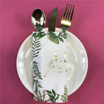 serviettes jetables festives eid mubarak motifs fleurs textes doré blanc İslam