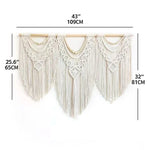 tapisserie macramé coton ovale motifs géométriques franges bohème bois opaque