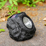 lampe solaire moderne noire aspect roche imitation pierre extérieure jardin imperméable led