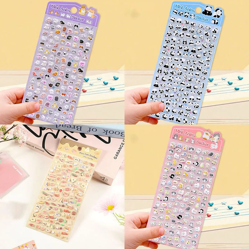 sticker kawaii animal transparent violet rose bleu clair panda lapin chat decoration scrapbooking bricolage