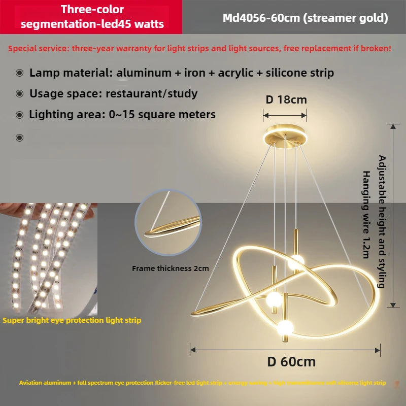 suspension lumineuse moderne or noir câbles suspendus ampoules led globes lumineux anneaux lumineux éléments