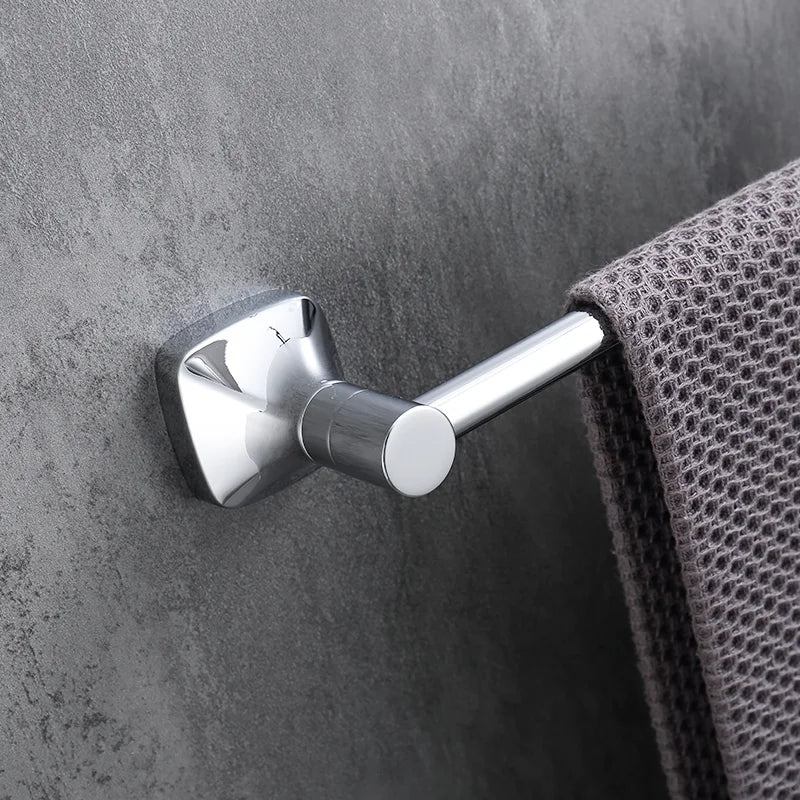 porte serviettes mural chrome vis fixations moderne salle bains accessoire métal lisse