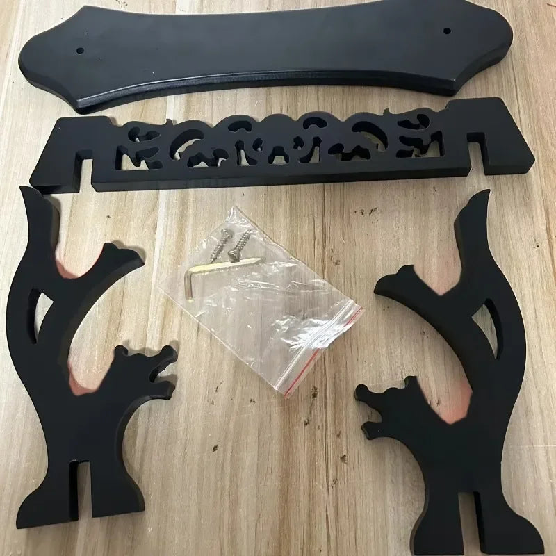 support étagère sabres bois sculpté motifs floraux moderne vis fixations noir