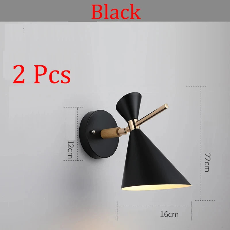 lampe murale moderne conique vis fixation noir blanc rose bleu marine jaune gris minimaliste