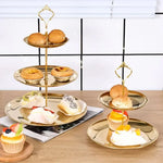Support présentation desserts niveaux or élégant poignée couronne plateau lisse inoxydable