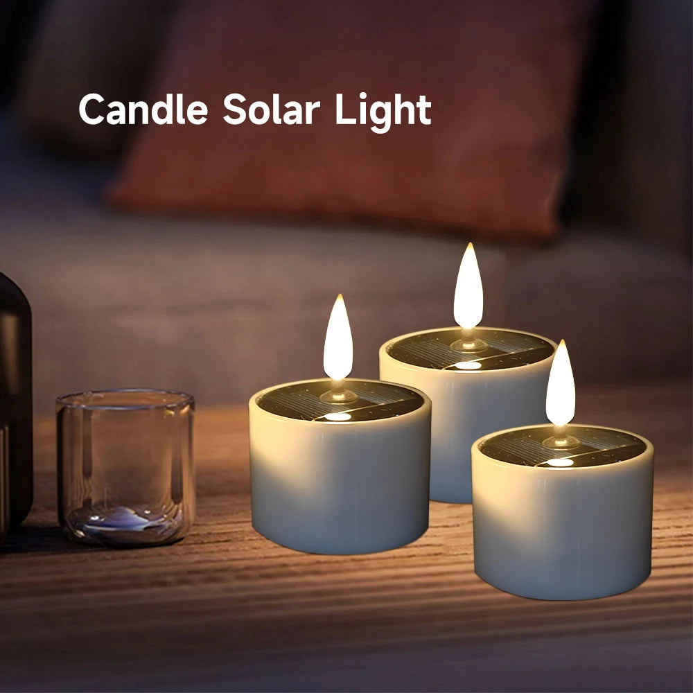 éclairage solaire led bougie blanche moderne sans flamme étanche jardinextérieur autonomepose