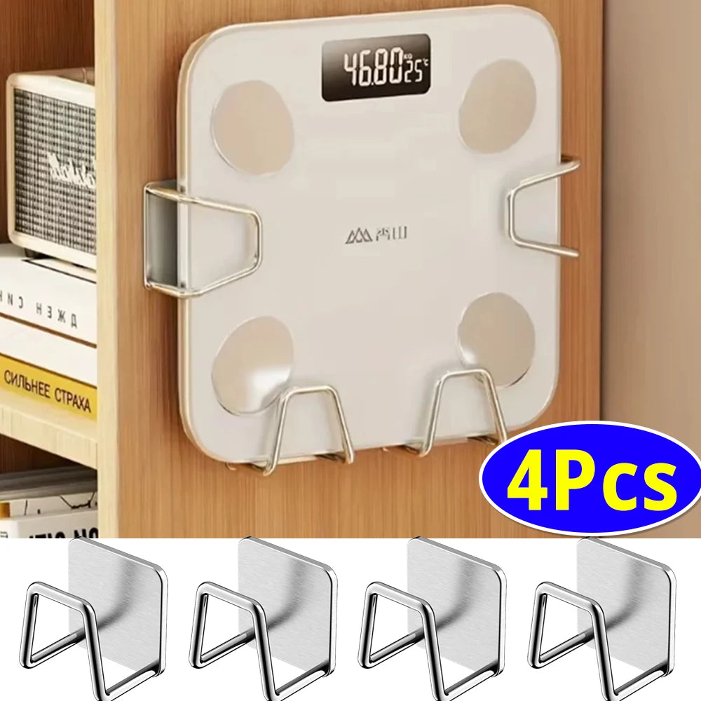 support balance poids blanc acier inoxydable clips métalliques rangement moderne étagère murale sans perçage