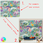 tapisserie mandala champignons blancs moderne décoration intérieure bohème sorcellerie haute définition polyester rectangle