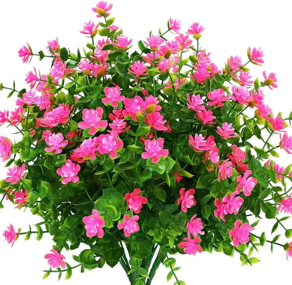 décoration extérieure bouquet artificiel fleurs simples feuilles vertes moderne blanc vert