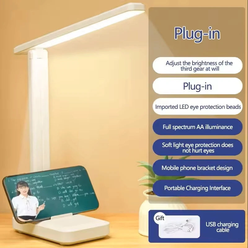 lampe pliable led usb blanc moderne fixation plate étudiants lecture intense variable